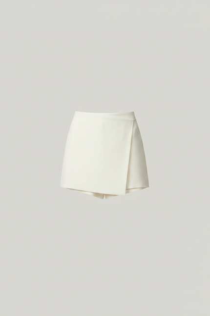 Pantalon Jupe Culotte Blanc - Gabardine - vue 3