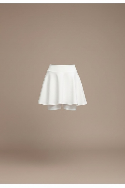 Pantalon Jupe Blanc Plissé Courte Évasée Femme - Polyester - vue 3