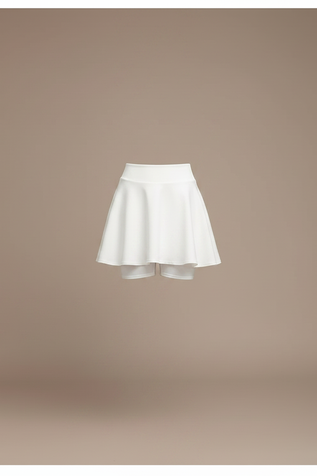 Pantalon Jupe Blanc Plissé Courte Évasée Femme - Polyester - vue 3