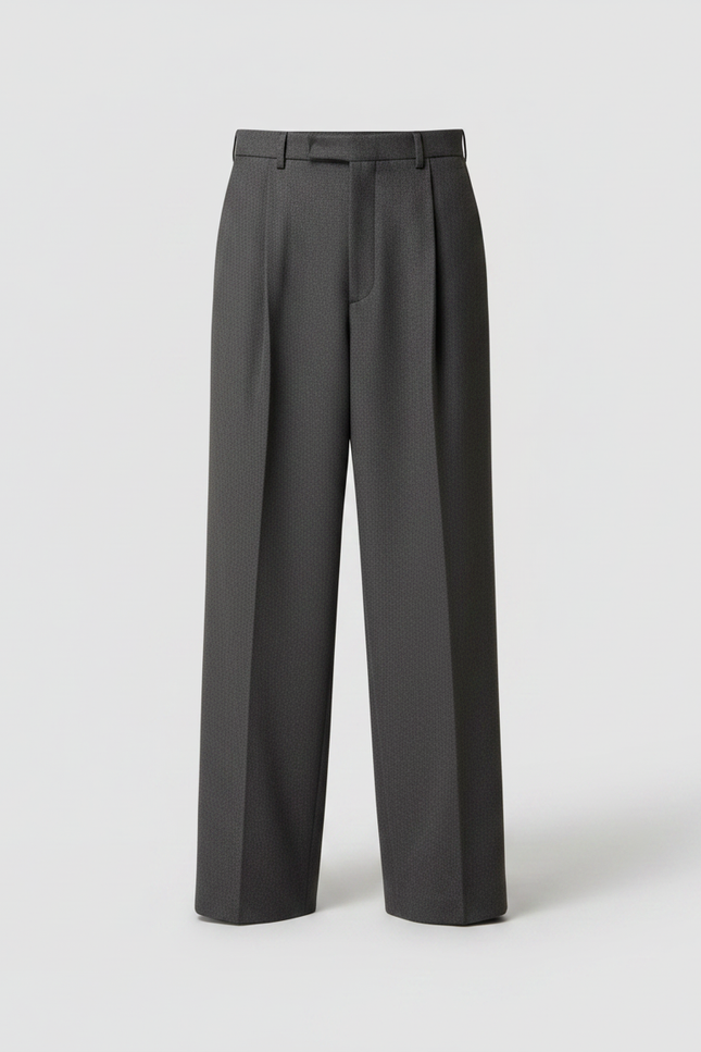 Pantalon Jupe Gris Plissé Ample Superposé Élégant - Laine - vue 3