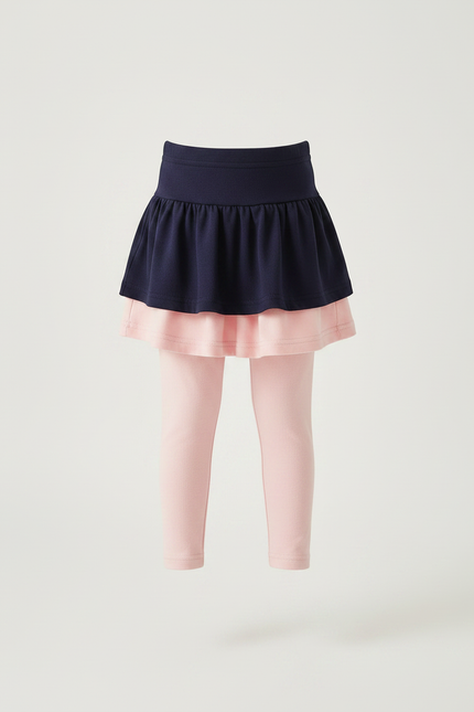 Pantalon Jupe Marine Rose Superposé Confortable Fille - Coton - vue 3