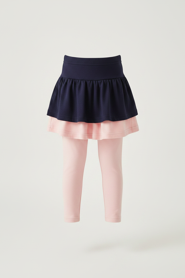 Pantalon Jupe Marine Rose Superposé Confortable Fille - Coton - vue 3