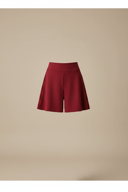 Pantalon Jupe Rouge Mini Évasée Élégante Décontractée - Bordeaux Polyester - vue 3