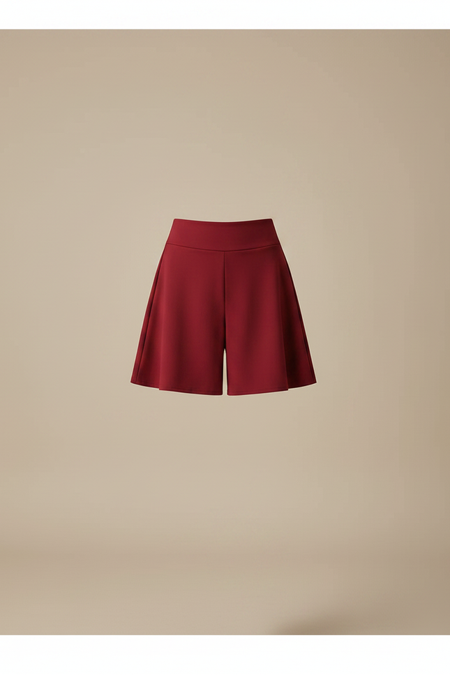 Pantalon Jupe Rouge Mini Évasée Élégante Décontractée - Bordeaux Polyester - vue 3
