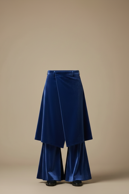 Pantalon Jupe Velours Bleu Évasé Superposé Homme - vue 3