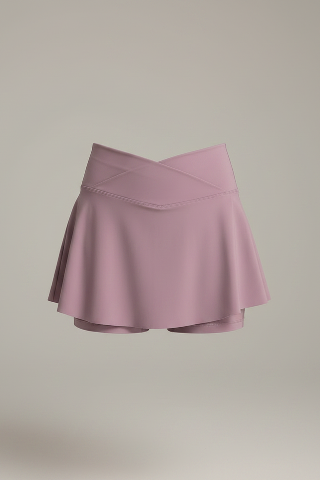 Pantalon Jupe Mauve Plissé Sportif Évasé Femme - Violet Polyester - vue 3