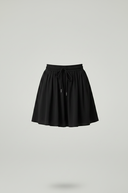 Pantalon Jupe Noir Fluide Ample Décontracté Court - Viscose - vue 3