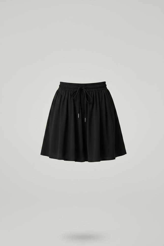 Pantalon Jupe Noir Fluide Ample Décontracté Court - Viscose - vue 3
