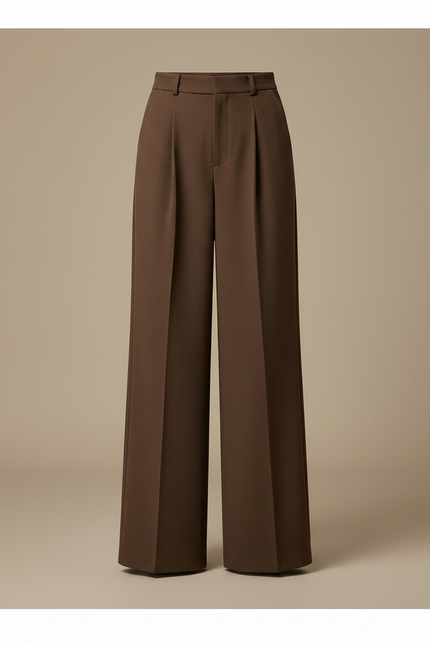 Pantalon Jupe Marron Plissé Laine Courte Élégante - vue 3