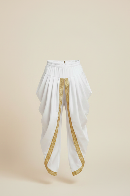 Pantalon Jupe Blanc Satiné Drapé Doré Enfant - vue 3