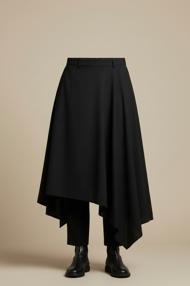 Pantalon Jupe Noir Asymétrique Fluide Élégant Homme - Polyester - vue 3