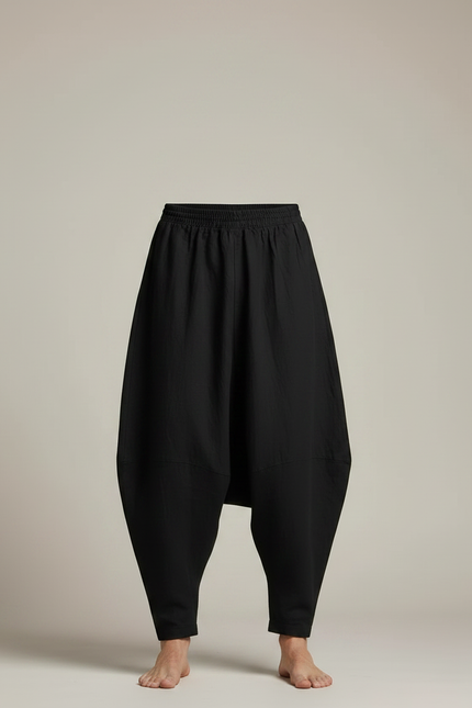 Pantalon Jupe Noir Coton Lin Ample Décontracté Homme - vue 3