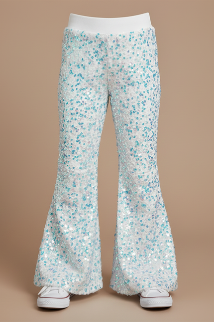 Pantalon Jupe Blanc Paillettes Évasé Confortable Fille - Maille - vue 3