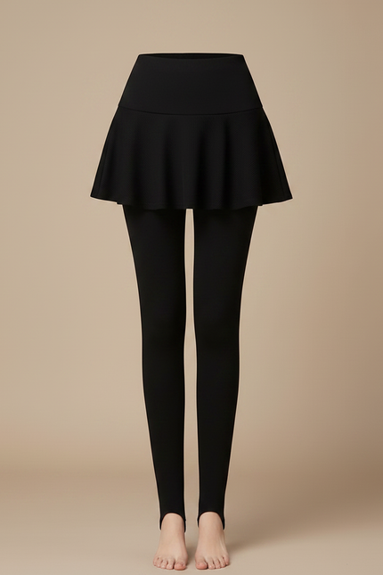 Pantalon Jupe Noir Plissé Intégré Chaud Hiver - Molleton - vue 3