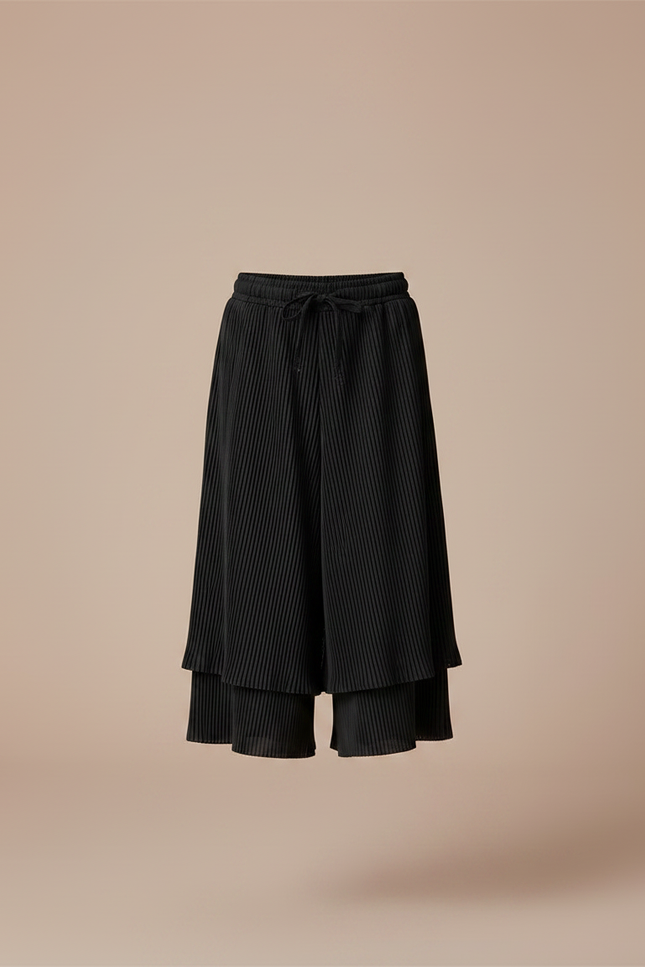 Pantalon Jupe Noir Plissé Ample Enfant Décontracté - Polyester - vue 3