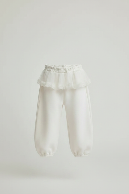 Pantalon Jupe Blanc Crème Élastiqué Ample Enfant - Molleton - vue 3