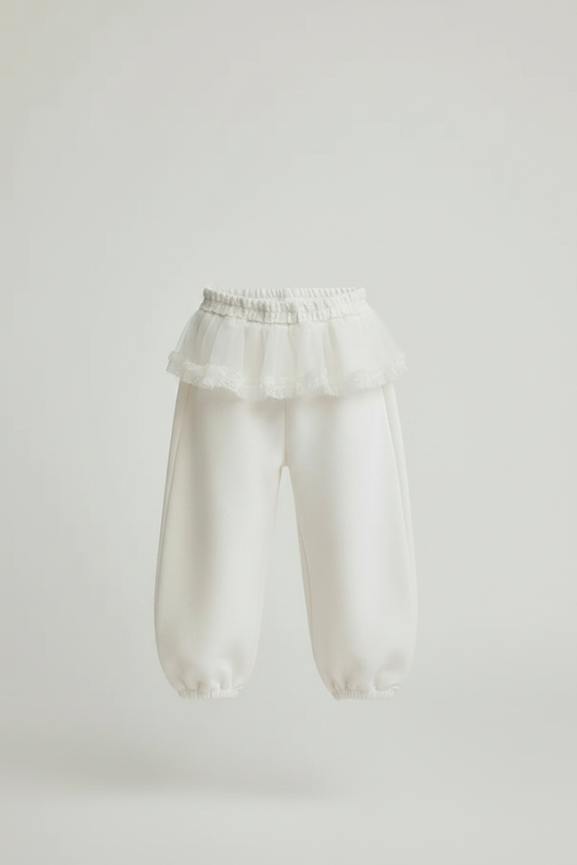 Pantalon Jupe Blanc Crème Élastiqué Ample Enfant - Molleton - vue 3