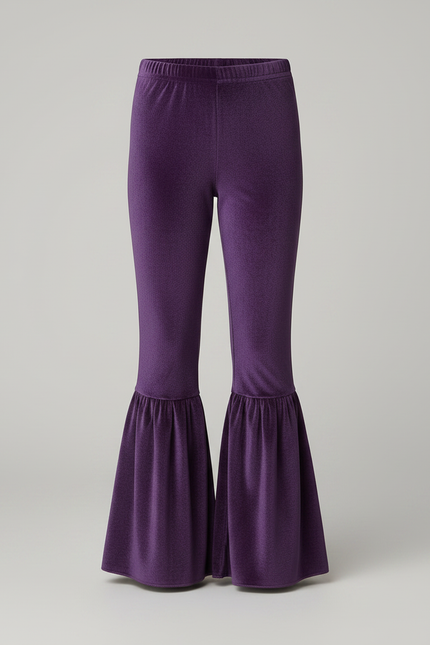Pantalon Jupe Velours Violet Évasé Volants Fille - vue 3