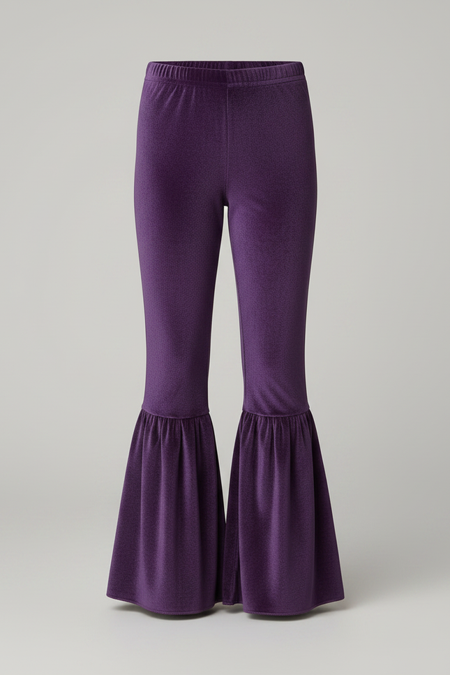Pantalon Jupe Velours Violet Évasé Volants Fille - vue 3