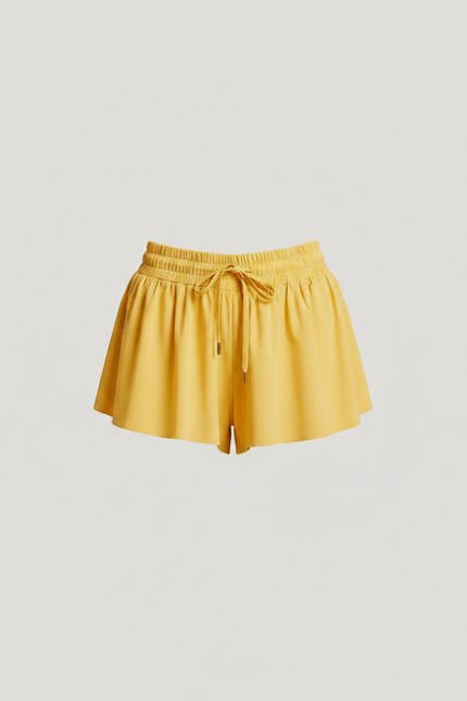 Pantalon Jupe Jaune Fluide Ample Sportif Court - Polyester - vue 3