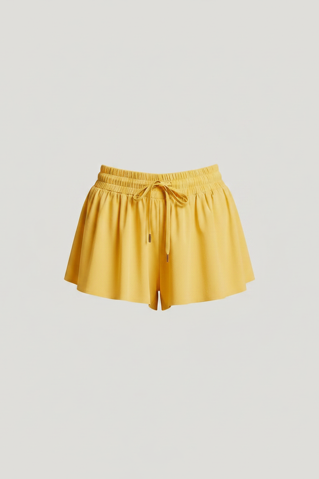 Pantalon Jupe Jaune Fluide Ample Sportif Court - Polyester - vue 3