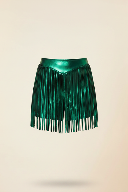 Pantalon Jupe Vert Métallisé Franges Scintillant Clubwear - Simili cuir - vue 3