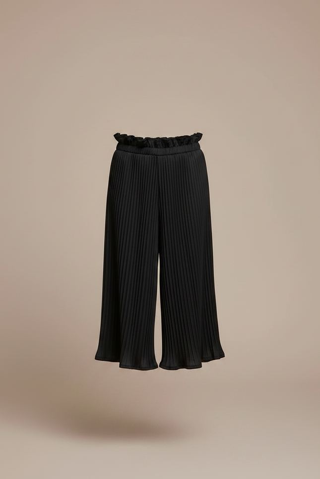 Pantalon Jupe Plissé Noir Ample Fille Décontracté - Polyester - vue 3