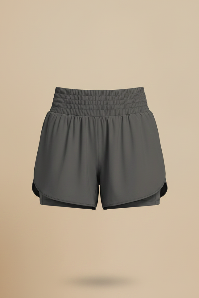 Pantalon Jupe Gris Smocké Fluide Doublé Sportif - Polyester - vue 3