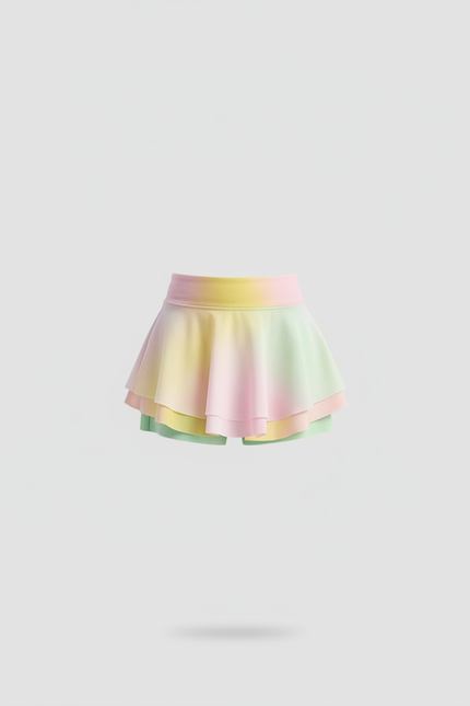 Pantalon Jupe Dégradé Pastel Superposé Fluide Enfants - Multicolore Polyester - vue 3