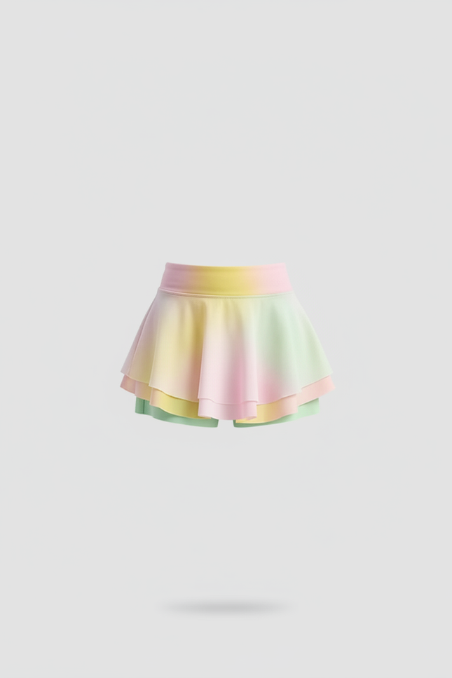Pantalon Jupe Dégradé Pastel Superposé Fluide Enfants - Multicolore Polyester - vue 3