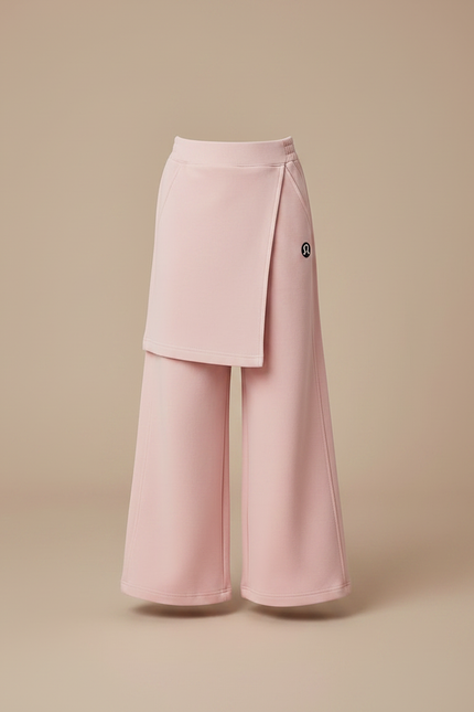 Pantalon Jupe Rose Ample Asymétrique Côtelé Fille - Molleton - vue 3