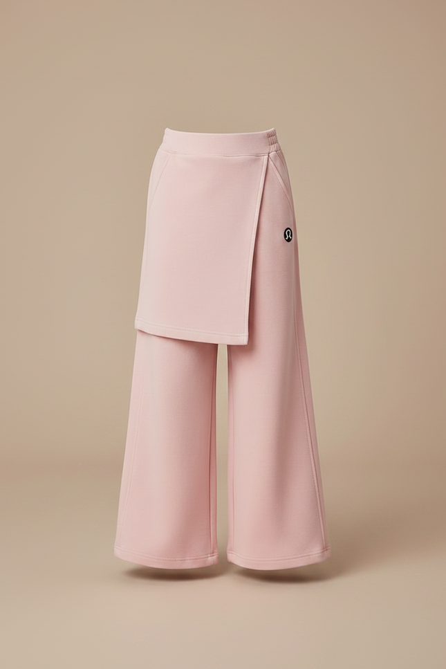 Pantalon Jupe Rose Ample Asymétrique Côtelé Fille - Molleton - vue 3