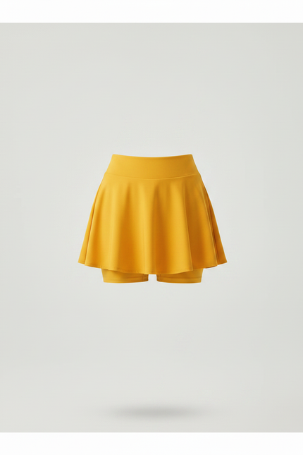 Pantalon Jupe Jaune Évasé Mini Fluide Décontracté - Polyester - vue 3