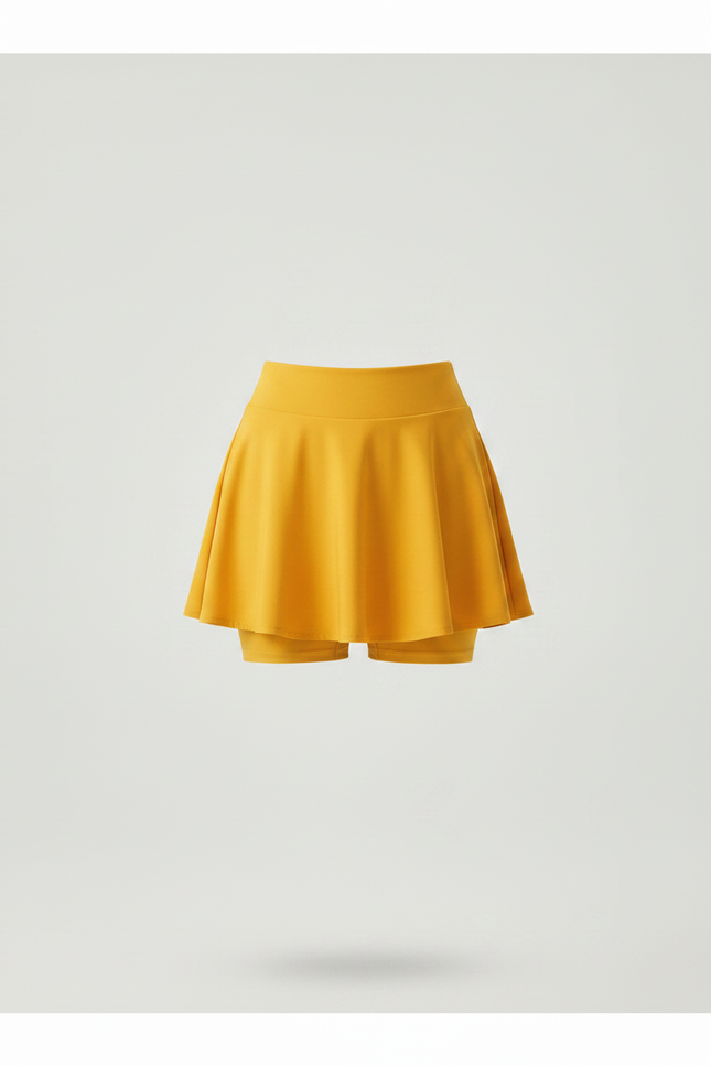 Pantalon Jupe Jaune Évasé Mini Fluide Décontracté - Polyester - vue 3