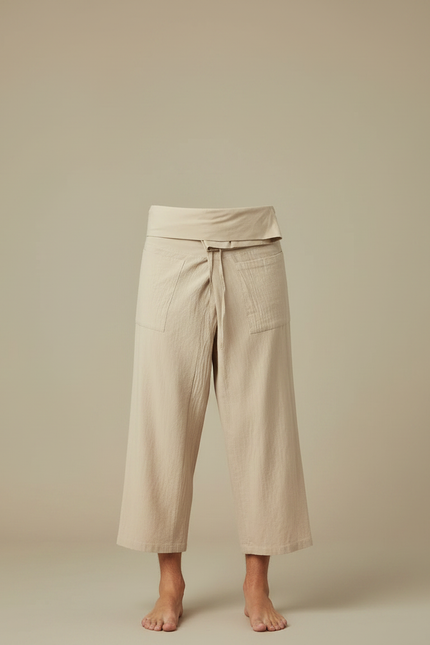Pantalon Jupe Lin Beige Ample Décontracté Homme - vue 3