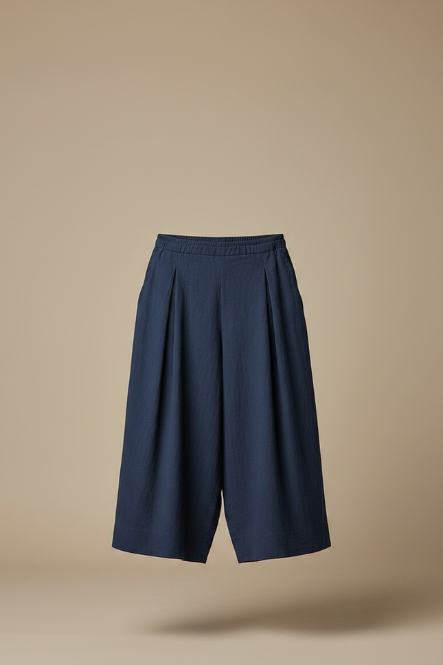 Pantalon Jupe Bleu Marine Coton Ample Plissé Homme - vue 3