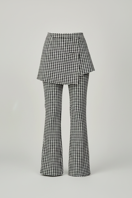 Pantalon Jupe Pied-de-poule Évasé Élégant Femme - Imprimé Tweed - vue 3