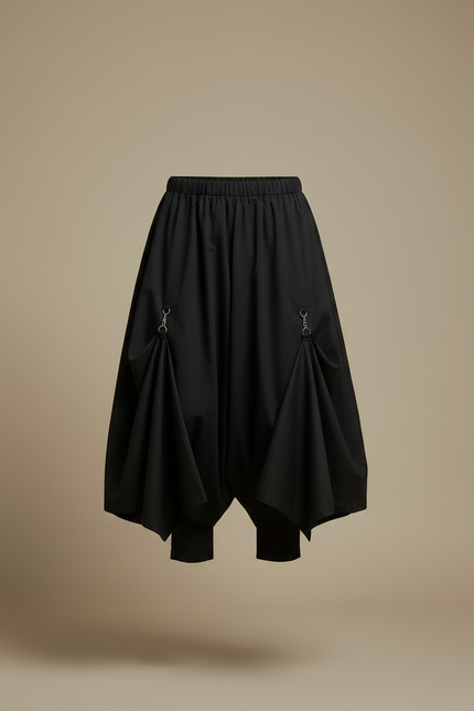 Pantalon Jupe Noir Asymétrique Ample Déstructuré Homme - Coton - vue 3
