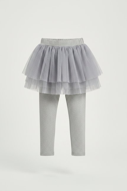 Pantalon Jupe Gris Tulle Intégré Confortable Fille - Maille - vue 3