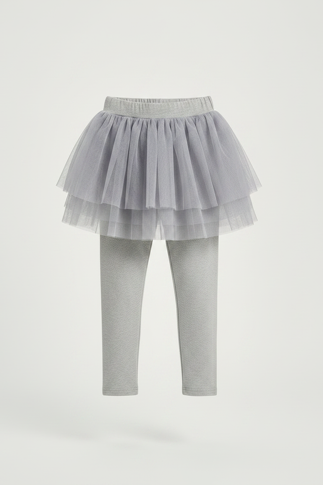 Pantalon Jupe Gris Tulle Intégré Confortable Fille - Maille - vue 3