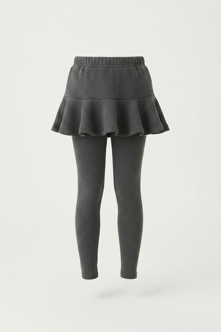 Pantalon Jupe Gris Volants Confortable Intégré Fille - Molleton - vue 3