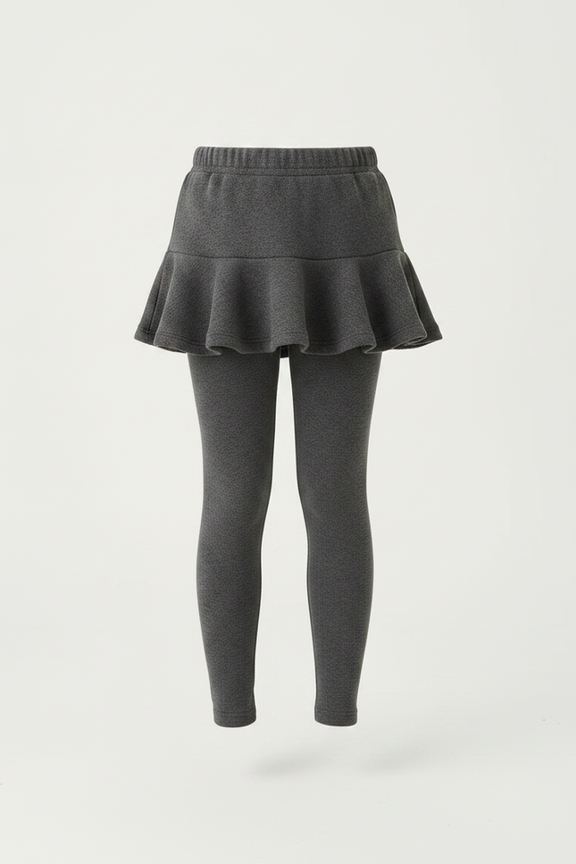 Pantalon Jupe Gris Volants Confortable Intégré Fille - Molleton - vue 3