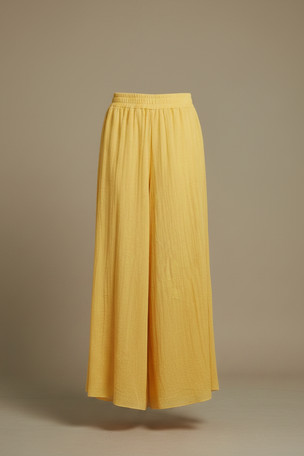 Pantalon Jupe Ample Coton Lin Jaune Fluide - vue 3