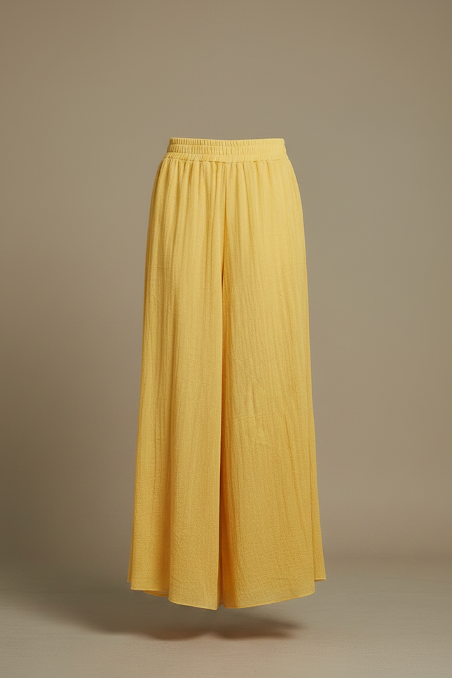 Pantalon Jupe Ample Coton Lin Jaune Fluide - vue 3