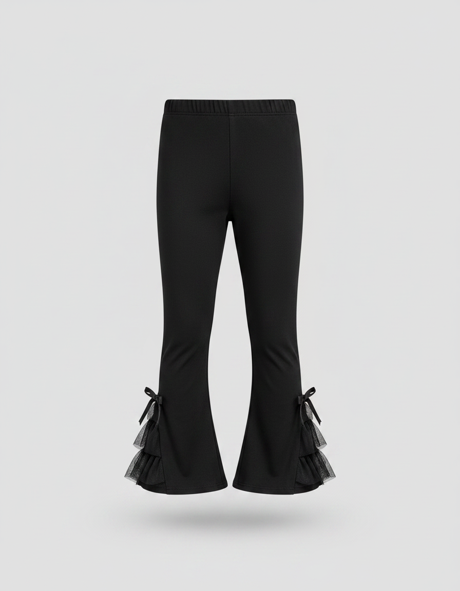Pantalon Jupe Noir Évasé Volants Tulle Fille - Maille - vue 2