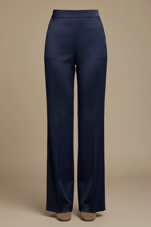 Pantalon Jupe Bleu Marine Évasée Courte Plissée Élégante Femme - Satin - vue 3