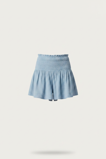 Pantalon Jupe Bleu Ciel Smocké Fluide Décontracté - Coton - vue 3