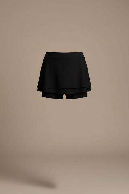 Pantalon Jupe Noir Fluide Court Intégré Chic - Polyester - vue 3