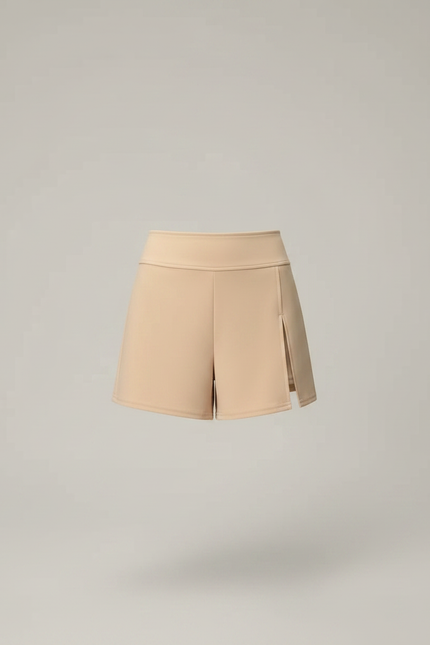 Pantalon Jupe Beige Court Fendu Élégant Intégré - Polyester - vue 3