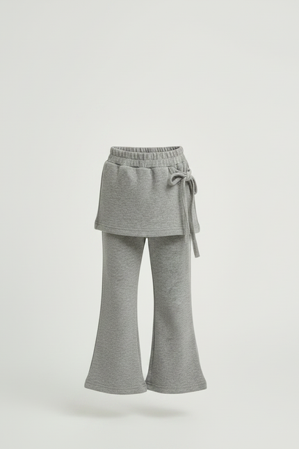 Pantalon Jupe Gris Coton Évasé Superposé Enfant - Molleton - vue 3